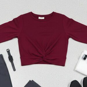 Ivoire Berry Twist Front Long Sleeve Top - Medium